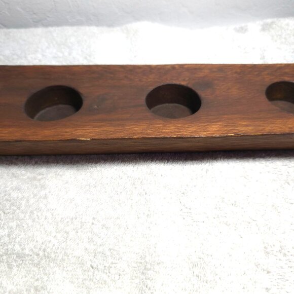 Wooden 5-Slot Tea Light Candle Shot Glass Holder Rectangular Made in Thailand - Picture 6 of 10